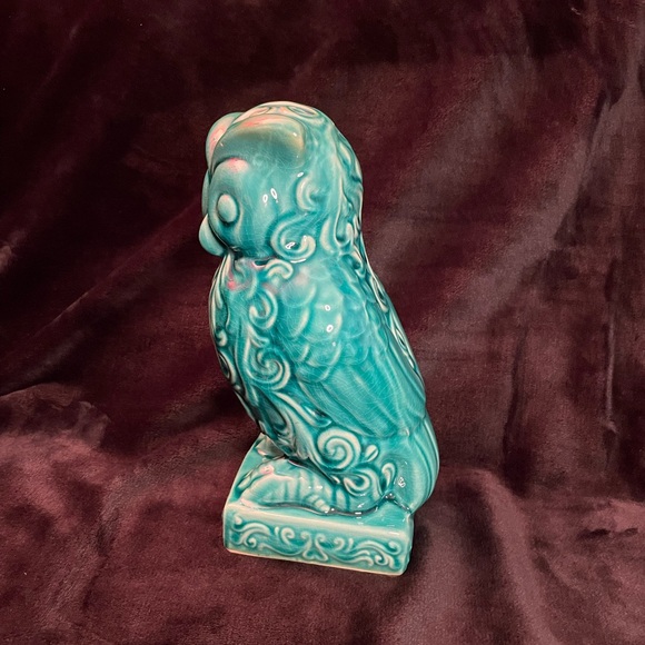 Rare Vintage 1980’s MCM Ceramic Teal Blue Owl Statue - Picture 8 of 9